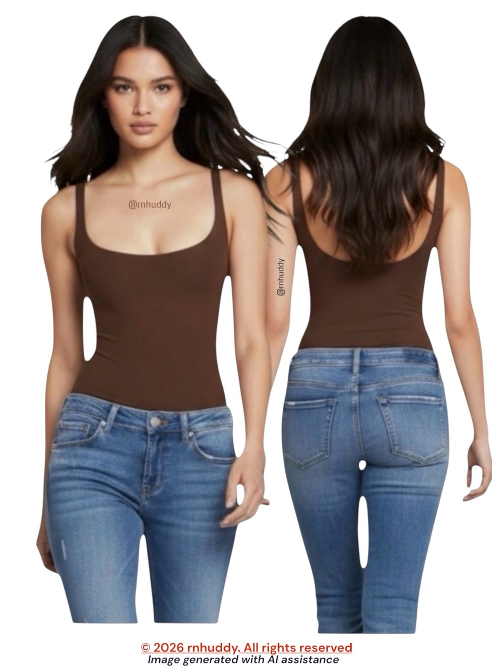 Skims L brown square neck fits everyone bodysuit